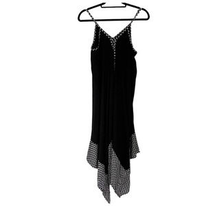 Jessica Simpson Women's Dress Size Small Black White Polka Dot Uneven Hemline